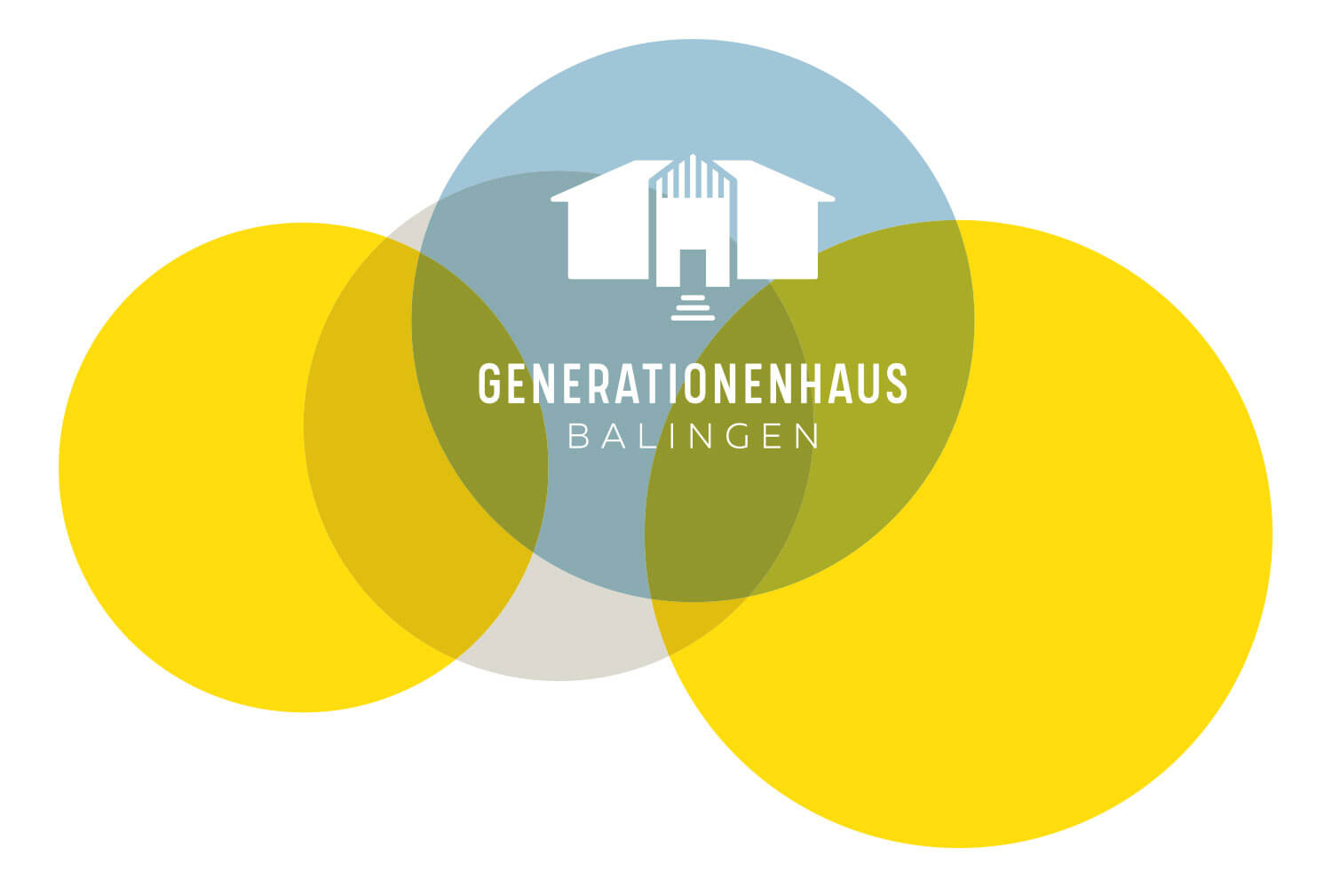 Logo des Generationenhauses Balingen in weiß auf den Kreisen, großflächige Anwendungen wie Poster, Banner